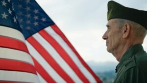 Veteran by flag